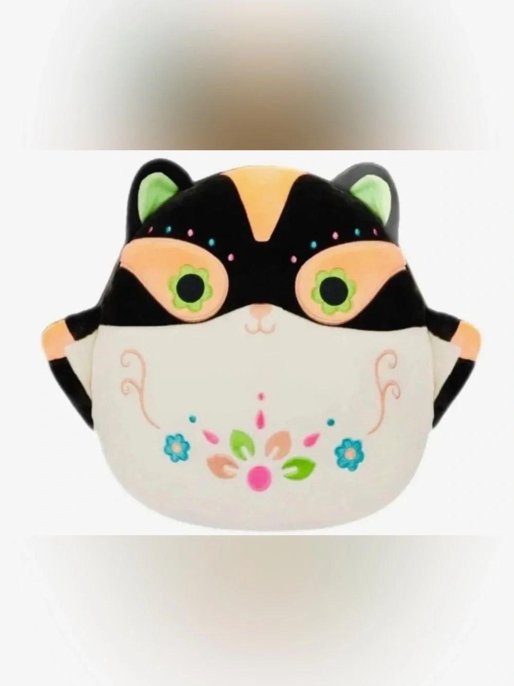Plush Floral Cat Backpack for Kids - Black & Cream